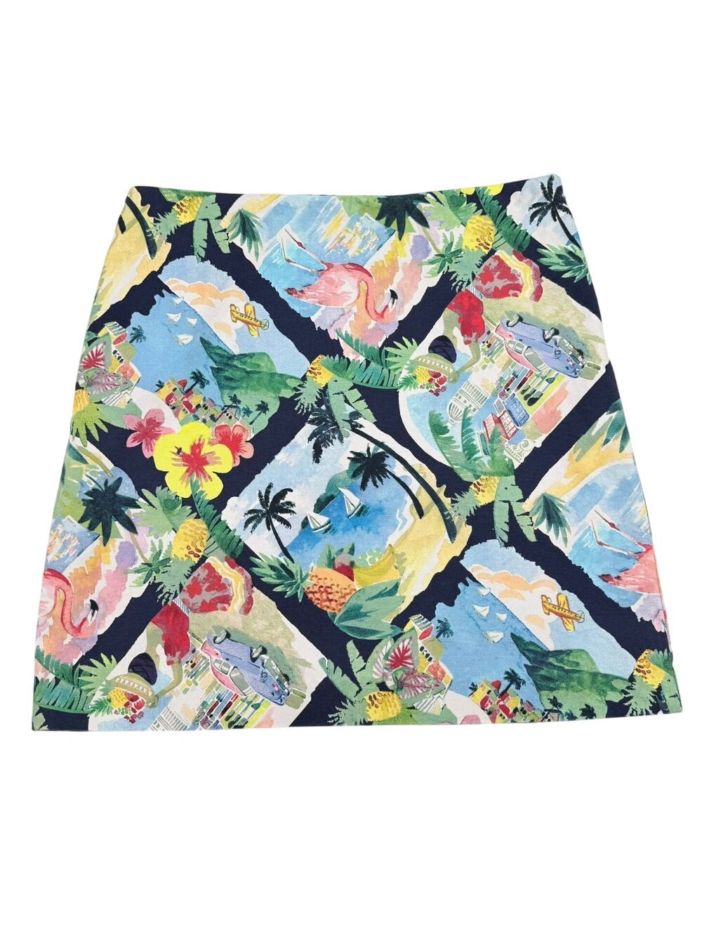 Talbots Petites Tropical Print A-Line Short Skirt 12 Summer Resort Tropical